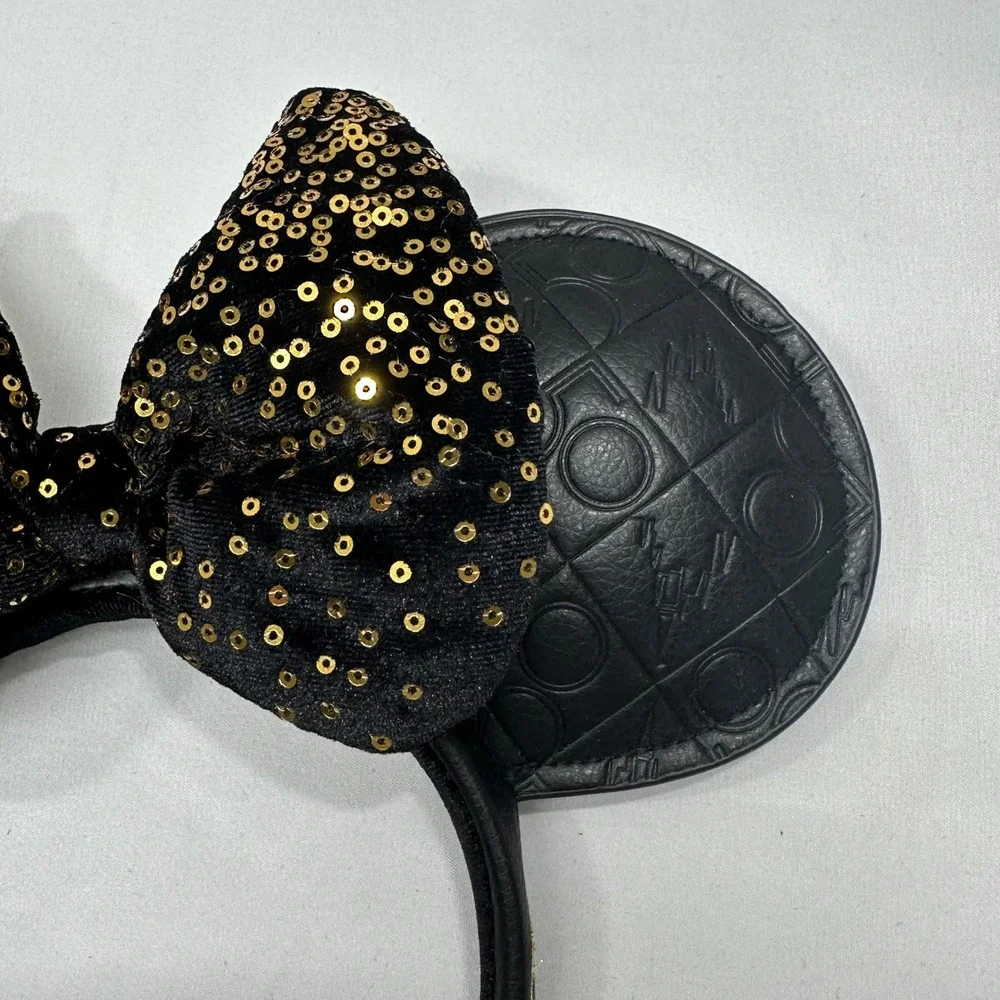 Disney Parks Walt Disney World 50th Anniversary Minnie Mouse Ears Black Gold Bow